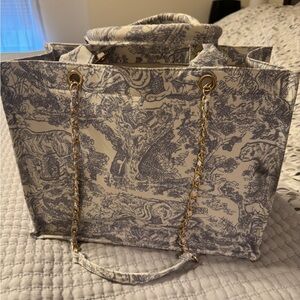 Lulus Got It All Light Blue Toile Print Tote Bag